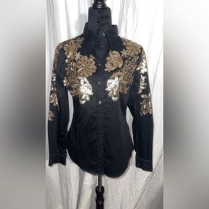 Rodeo Queen Black/Gold Button Up